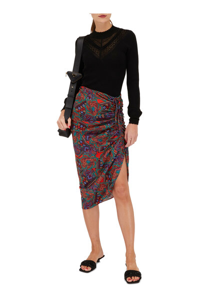 Veronica Beard - Ari Red Multi Floral Paisley Asymmetric Skirt