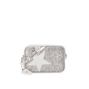 セントルイス Luxury Handle Ver. Golden Goose - Star Silver Glitter Star Leather Crossbody Bag
