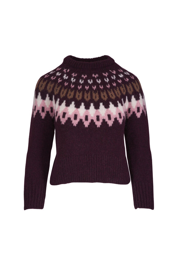 Veronica Beard Anne Raisin Multi Fair Isle Sweater
