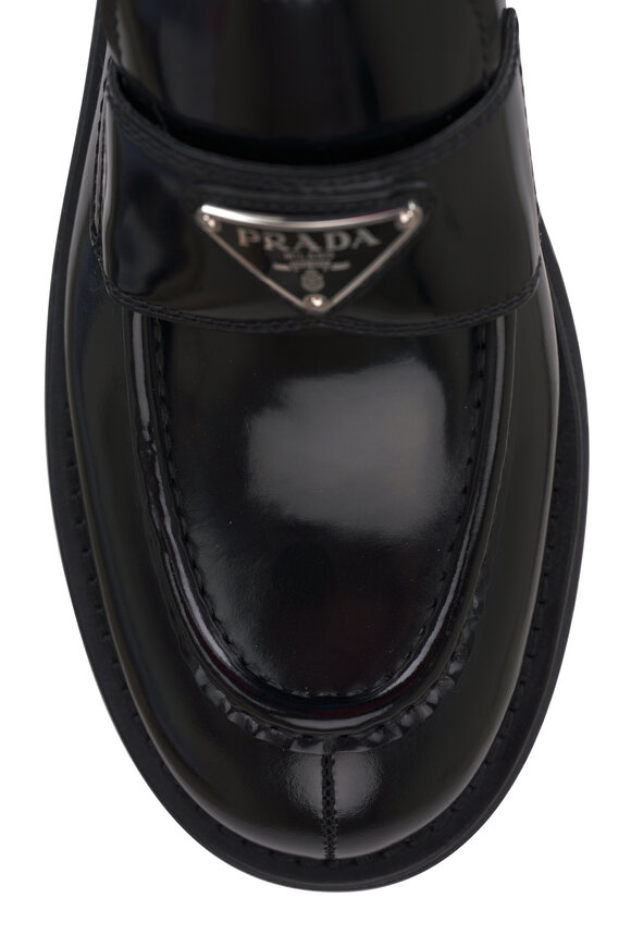 Prada - Black Leather Flatform Loafer 