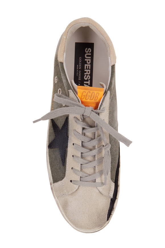 Golden Goose - Superstar Green Canvas Black Suede Star Sneaker