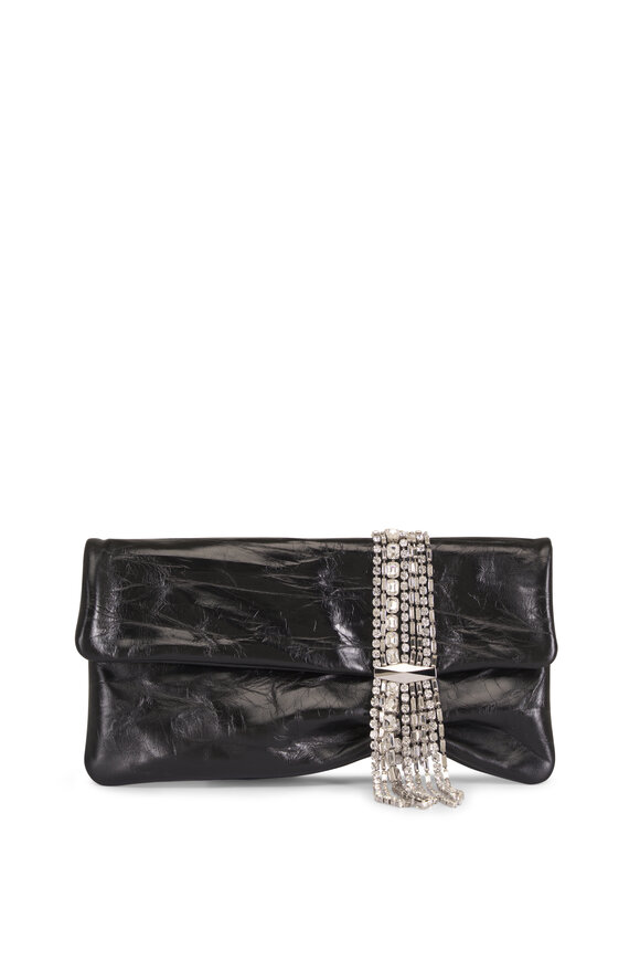 Jimmy Choo Zandra Black Vintage Metallic Leather Clutch - view 1