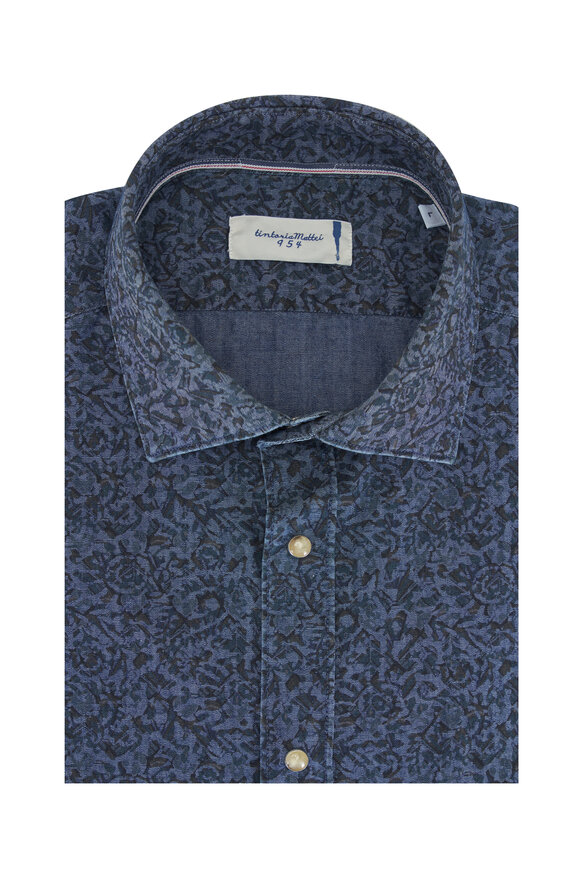 Tintoria Denim Paisley Print Cotton Sport Shirt