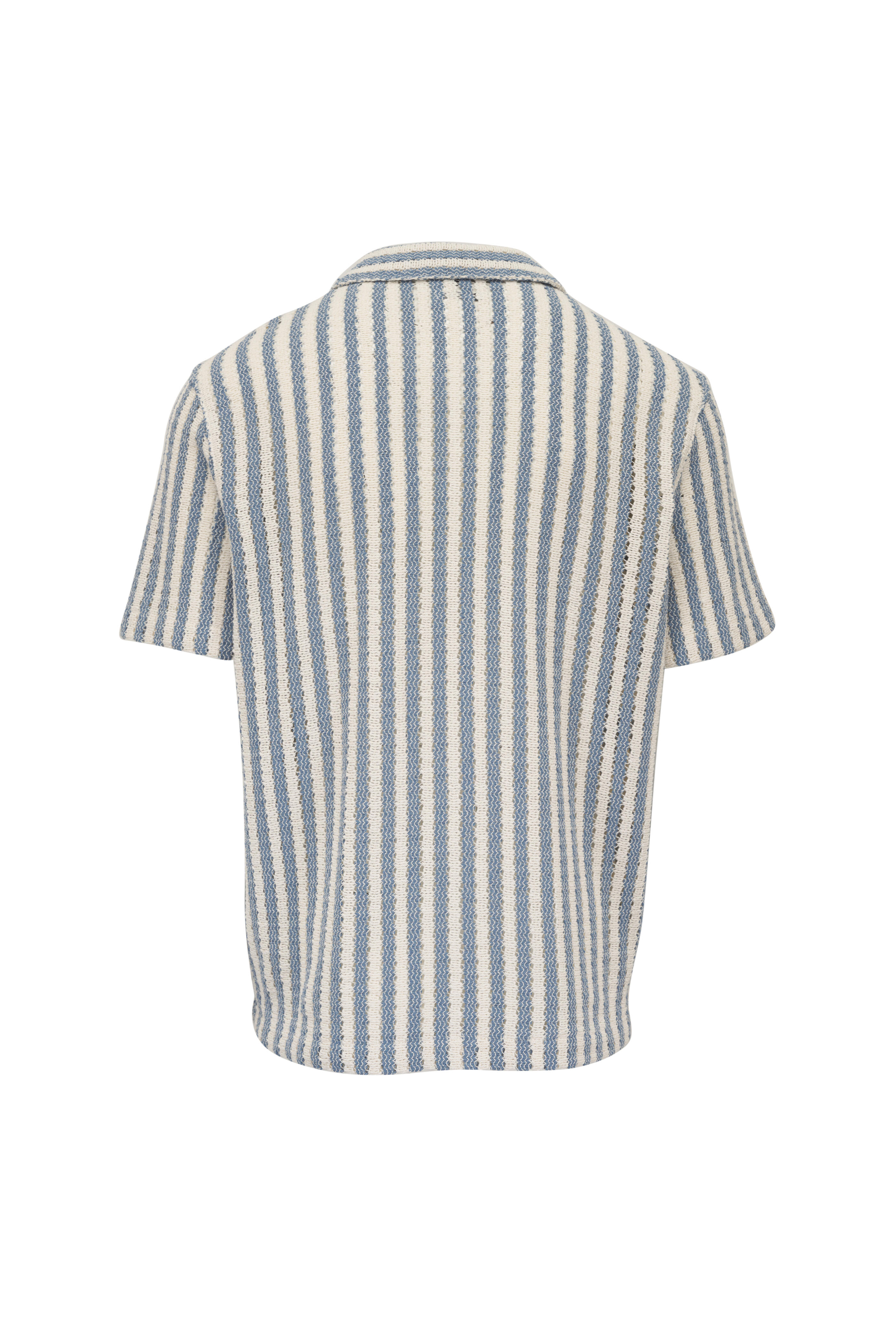 Vince - Blue & Cream Uniform Playa Stripe Knit Shirt