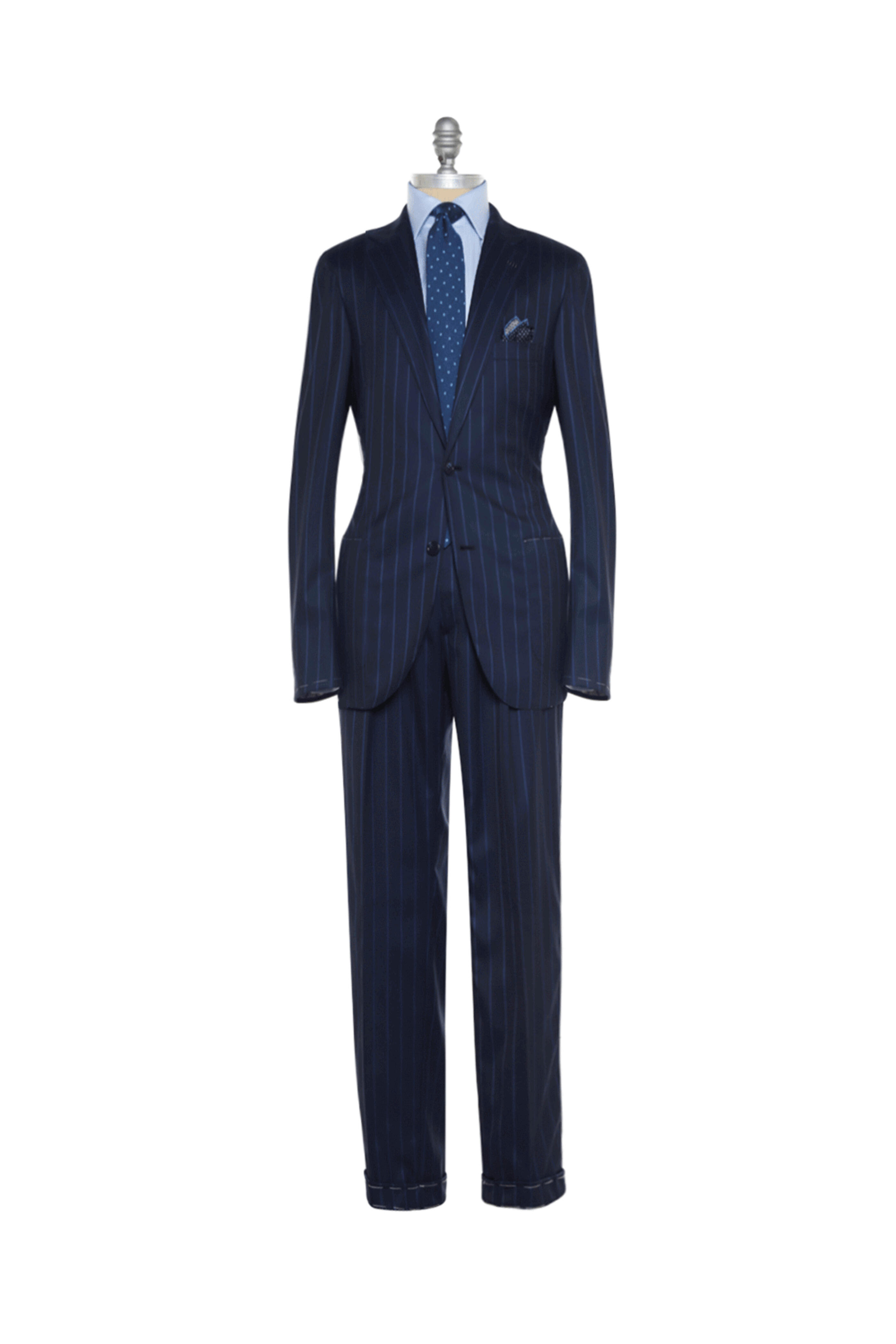 ブリオーニ　スーツ　54R　ブルー Brioni - Navy and Sapphire Pinstriped Stretch Suit