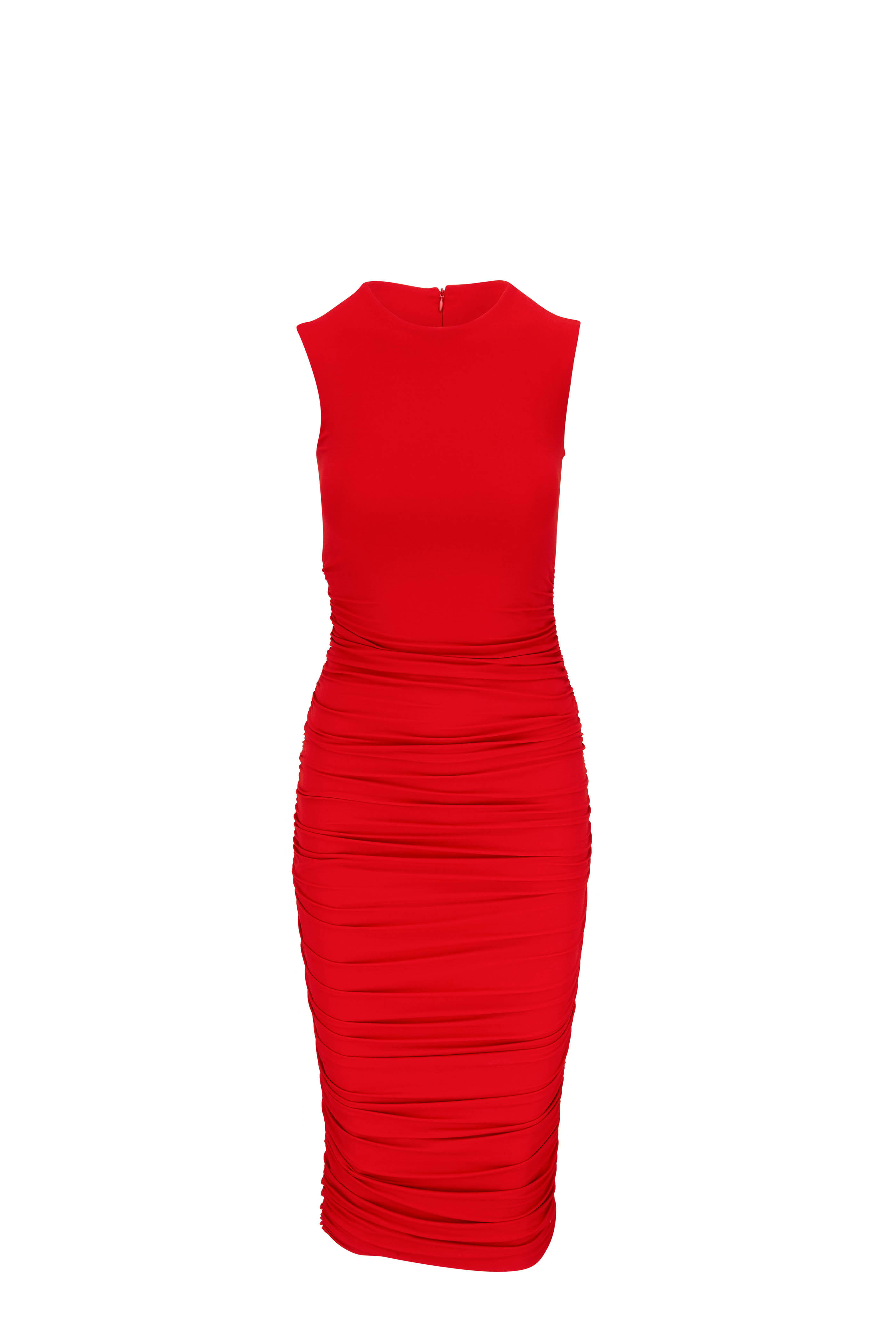 Michael Kors Collection - Red Ruched Sleeveless Jersey Midi Dress
