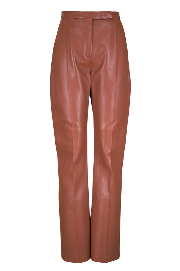 Dorothee Schumacher Sleek Statement Hazelnut Leather Flare Pant - view 1