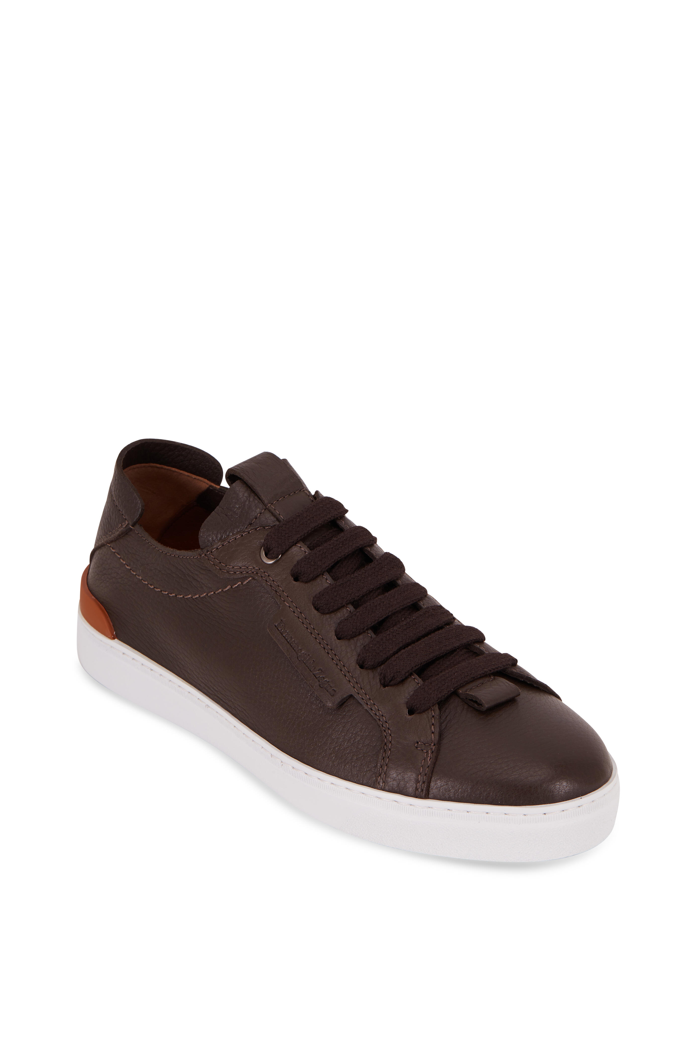 Zegna - Ferrara Dark Brown Leather Sneaker | Mitchell Stores