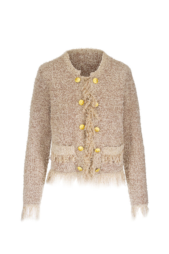 L'Agence Mireille Natural Fringe Trim Cardigan - view 1