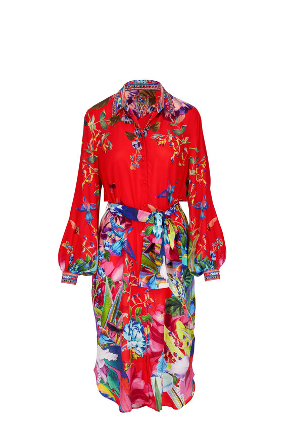 Camilla - Birds Of A Feather High-Low Midi Shirt Dress 