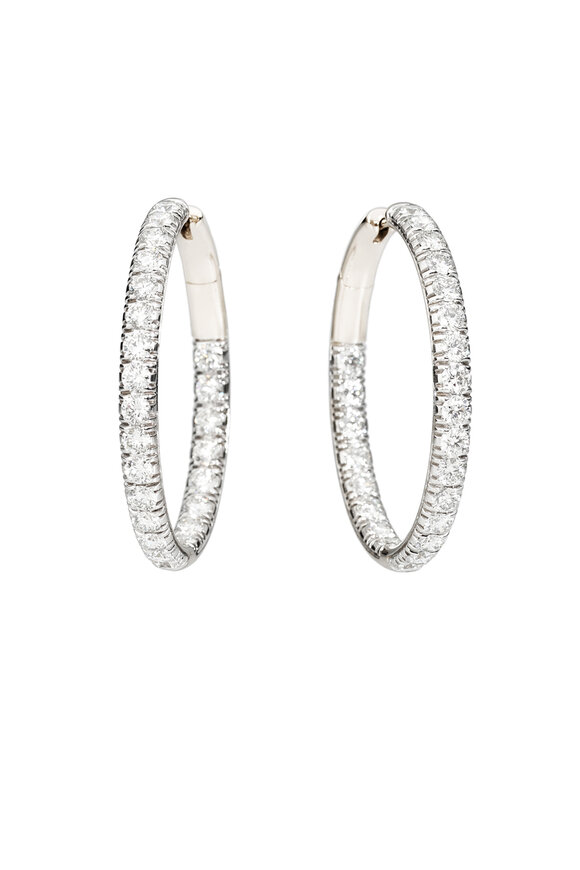 Pomellato 18K White Gold Tango Diamond Hoop Earrings - view 1