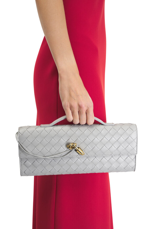 Bottega Veneta - Andiamo Sterling Intrecciato Leather Clutch