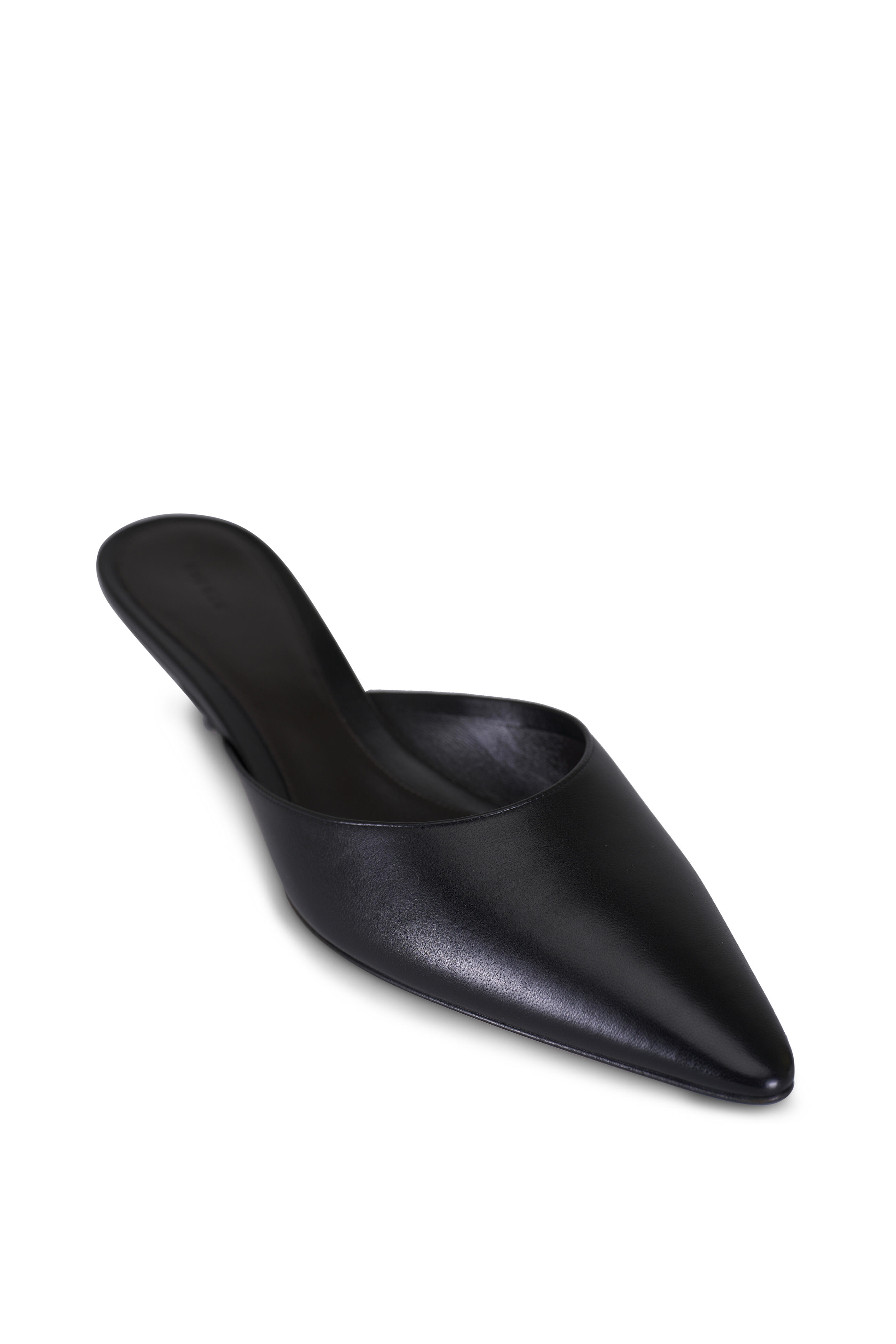 The Row - Liisa Black Leather Kitten Mule, 25mm