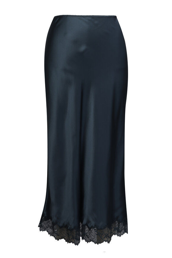 Sablyn Miranda Blue Gray C Scallop Trim Midi Skirt