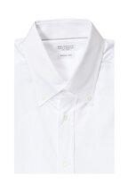 BRUNELLO CUCINELLI 白コットンストレッチ長袖シャツ Brunello Cucinelli - White Linen Sport Shirt | Mitchell Stores