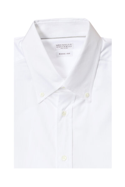 BRUNELLO CUCINELLI スリムフィット ポロシャツ Brunello Cucinelli - White Long Sleeve Slim Fit Polo