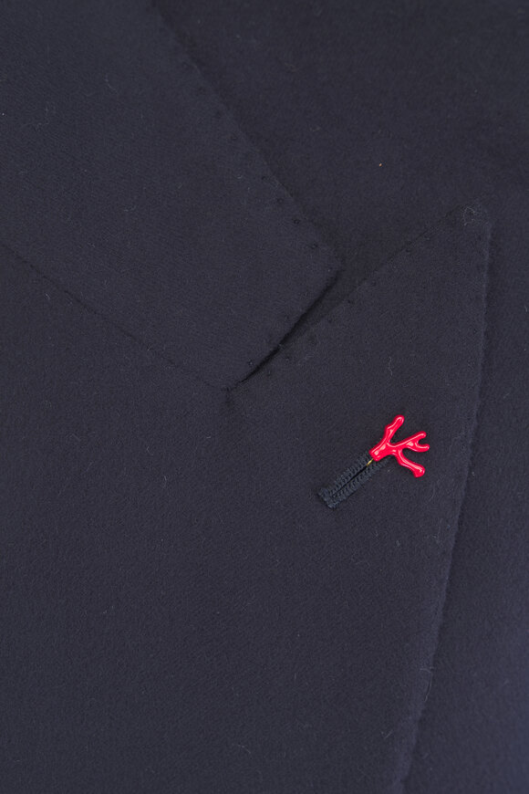 Isaia Dark Blue Cashmere Double Breasted Blazer - view 5