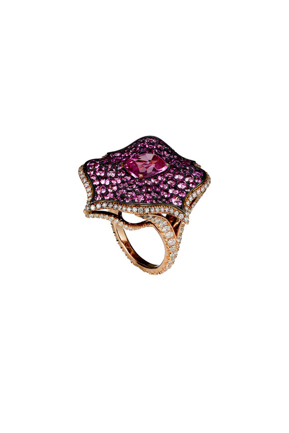 Bayco - 18K Gold & Silver Pink Sapphire & Diamond Ring