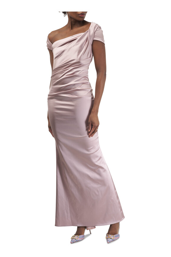 Talbot Runhof - Ol0118 Marble Stretch Satin Duchesse Gown