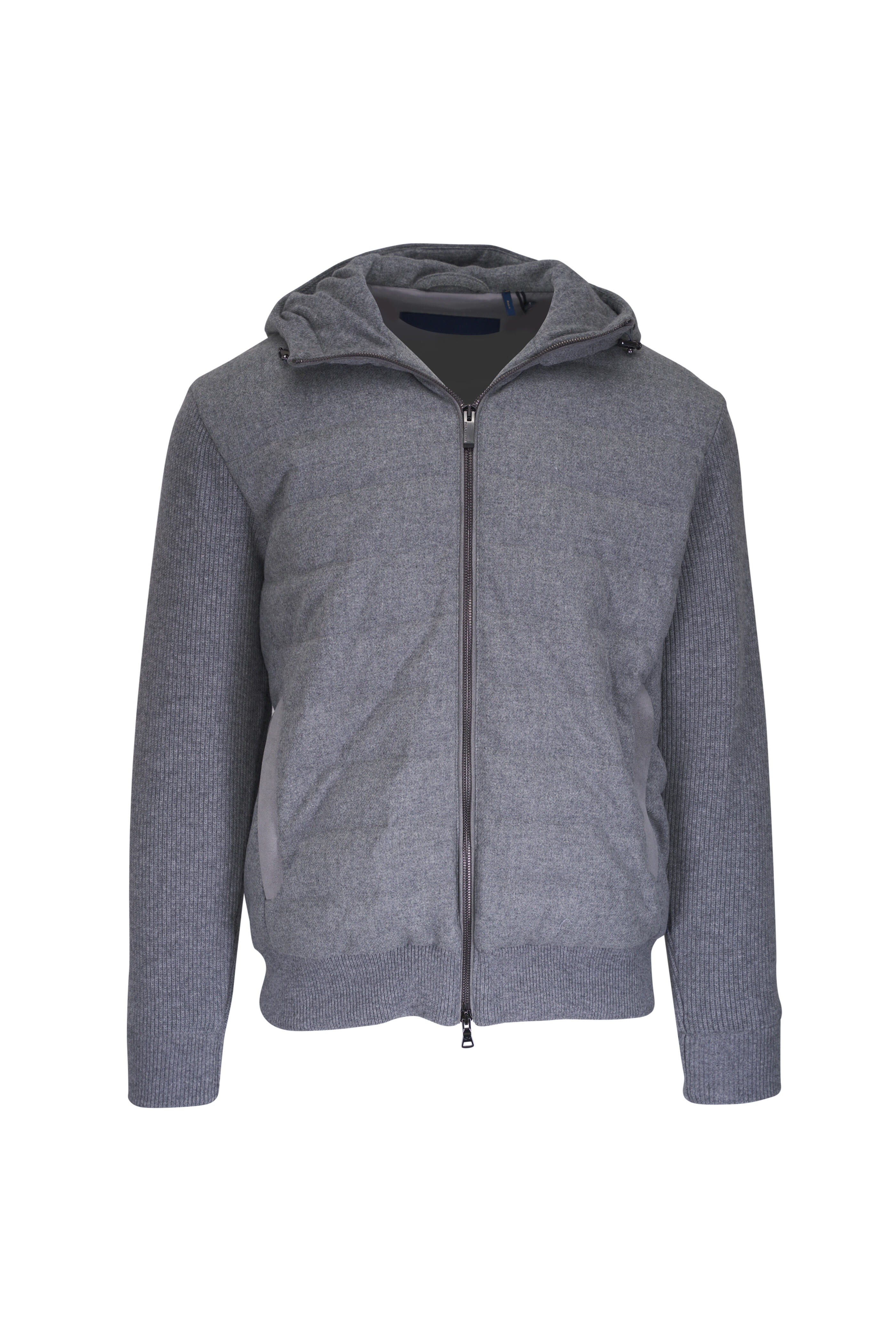 Paul & Shark - Gray Wool & Cashmere Hybrid Knit Down Jacket