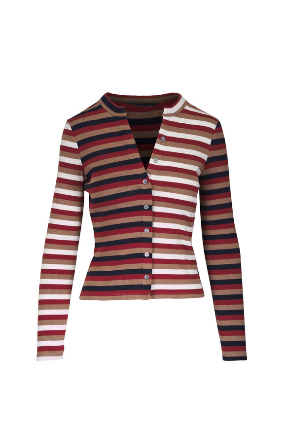 Veronica Beard Dilia Malt, Navy & Red Oak Long Sleeve Top