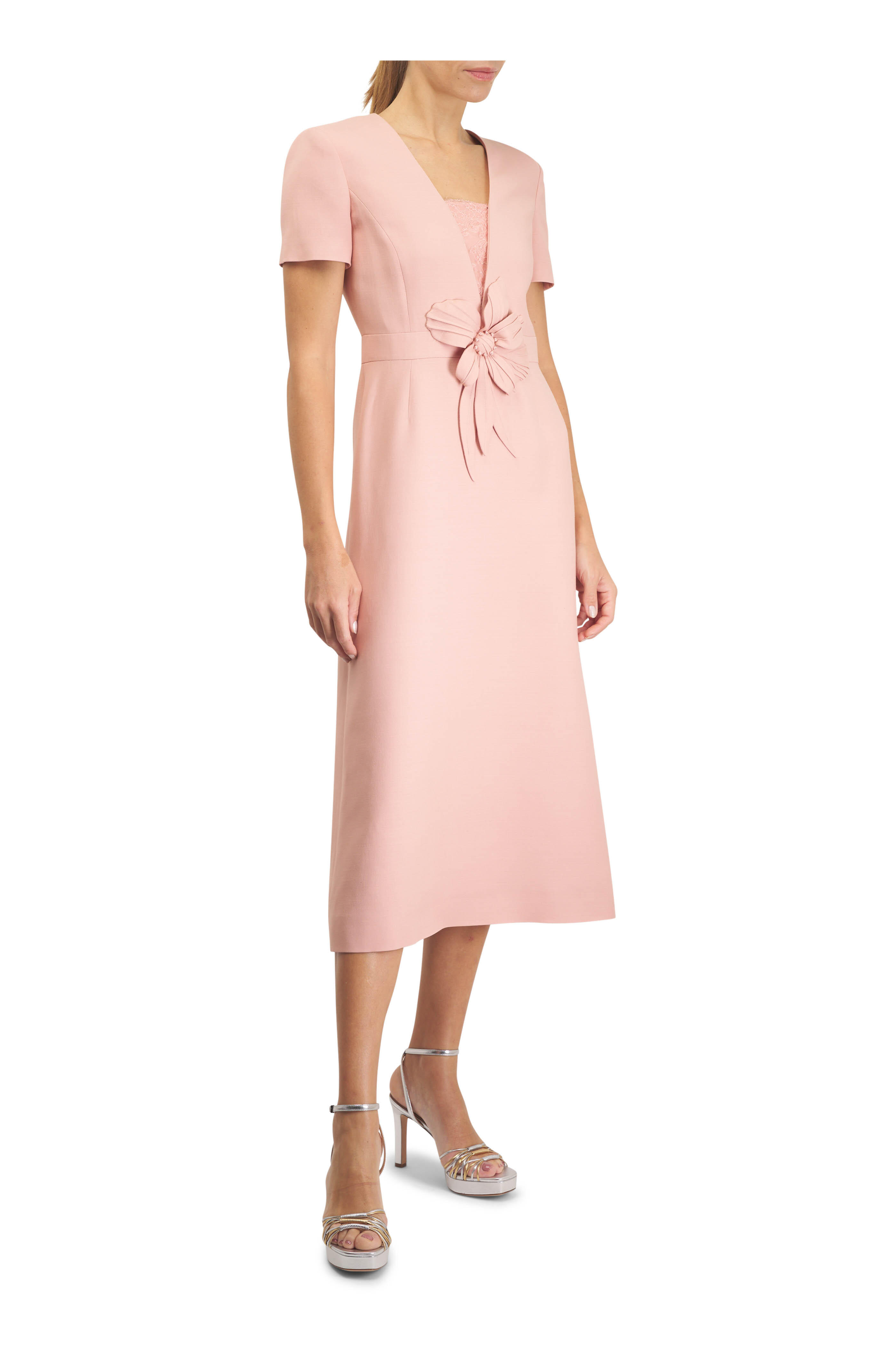 Valentino - Light Pink Crepe Couture Midi Dress