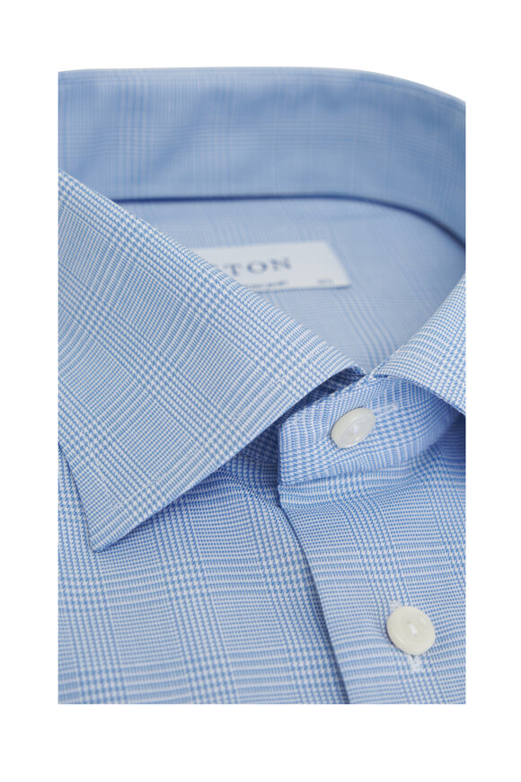 Eton - Light Blue Plaid Contemporary Fit Dress Shirt 
