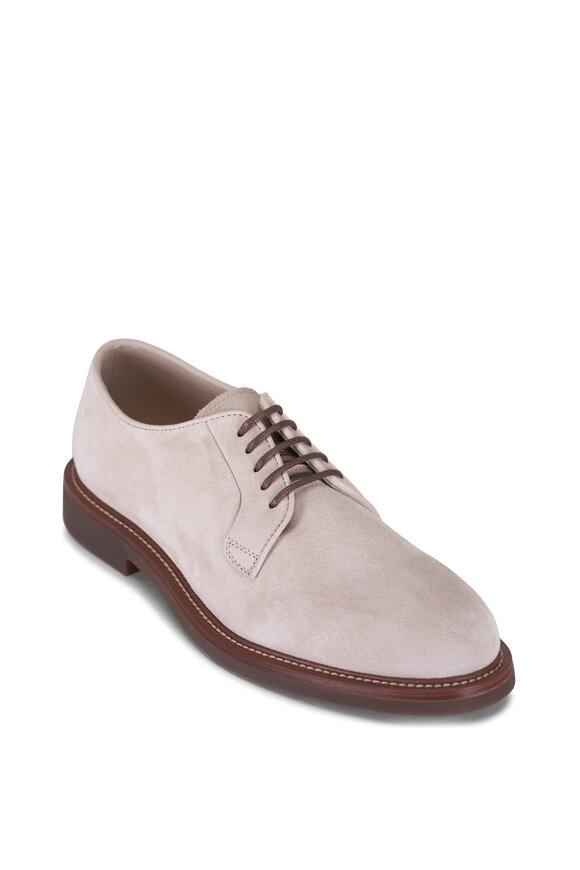 Brunello Cucinelli Beige Suede Lace Up Dress Shoe