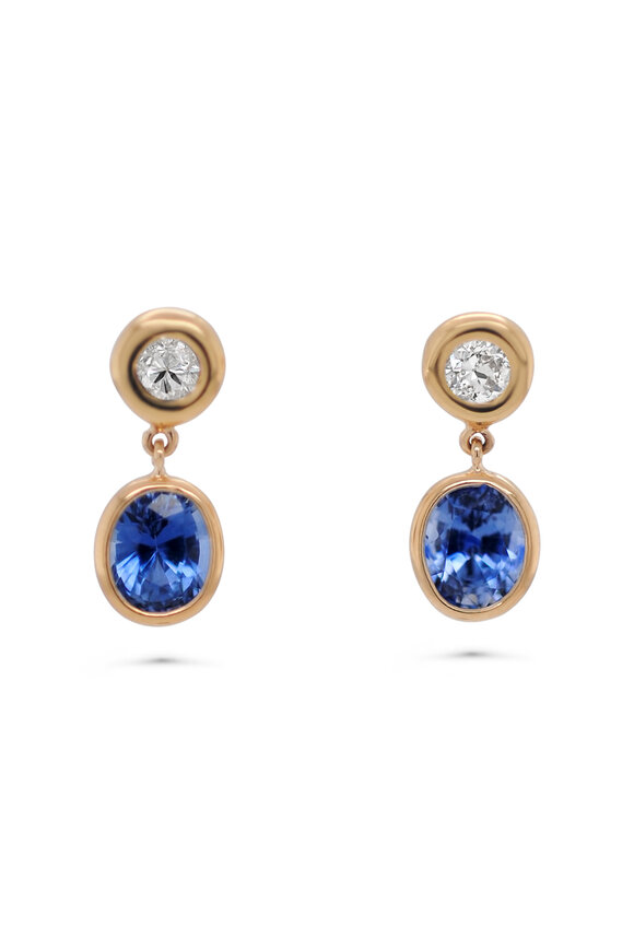 Kali Zoe 18k Yellow Gold Antique Diamond & Sapphire Earring - view 1