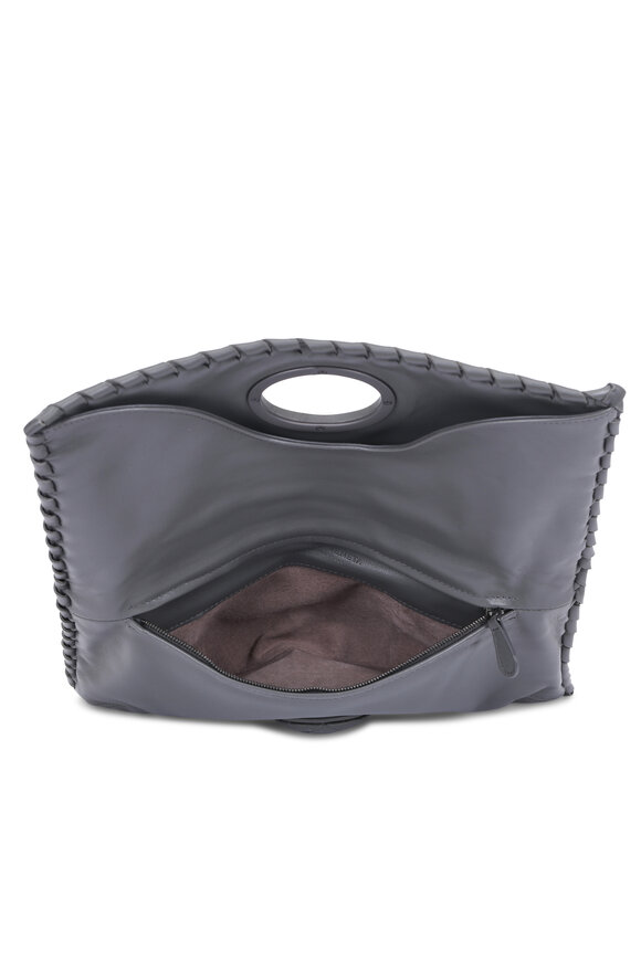 Bottega Veneta - Gray Intrecciato Fold Over Clutch