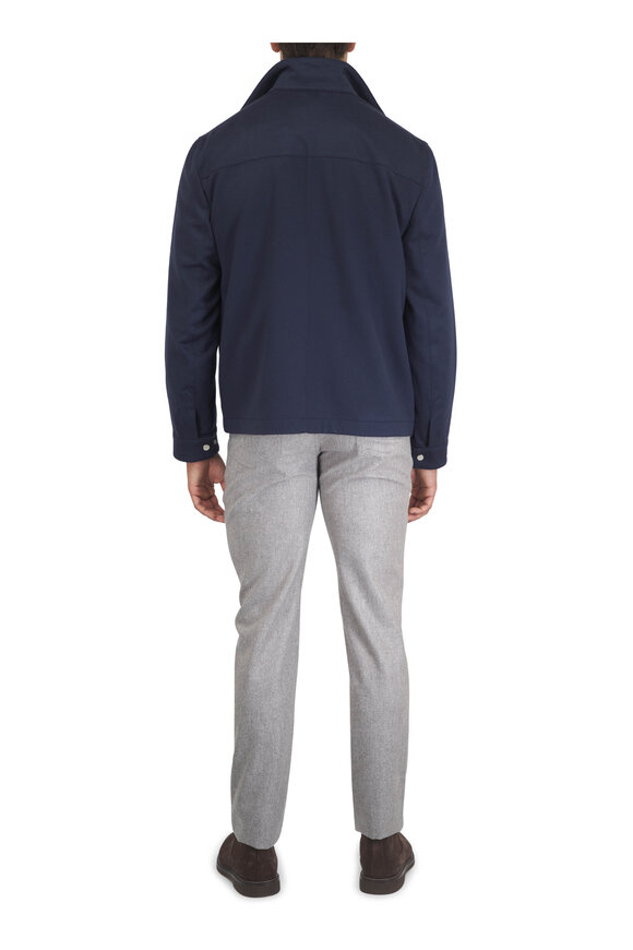 Brunello Cucinelli Navy Blue Featherweight Cashmere Jacket - view 4