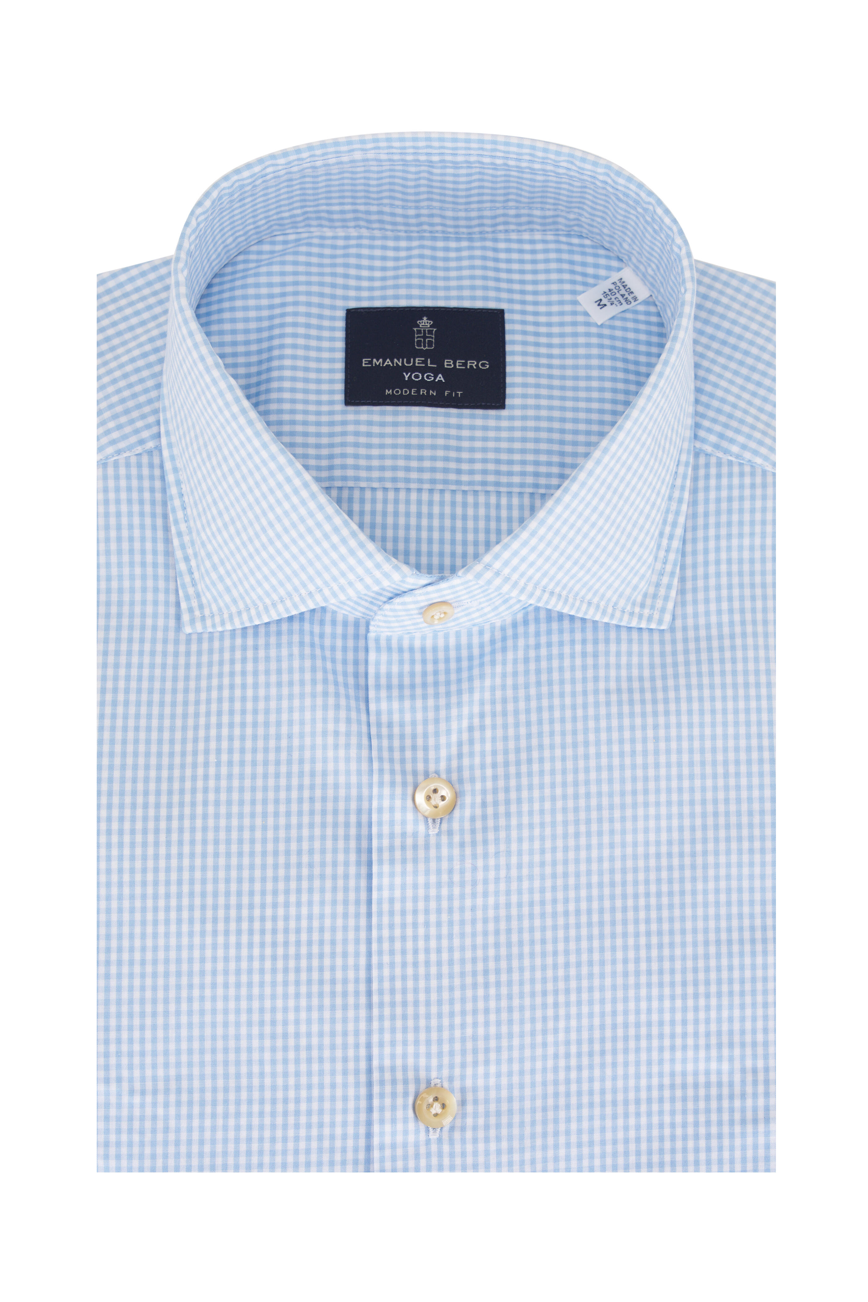 Emanuel Berg - Yoga Light Blue Check Cotton Sport Shirt