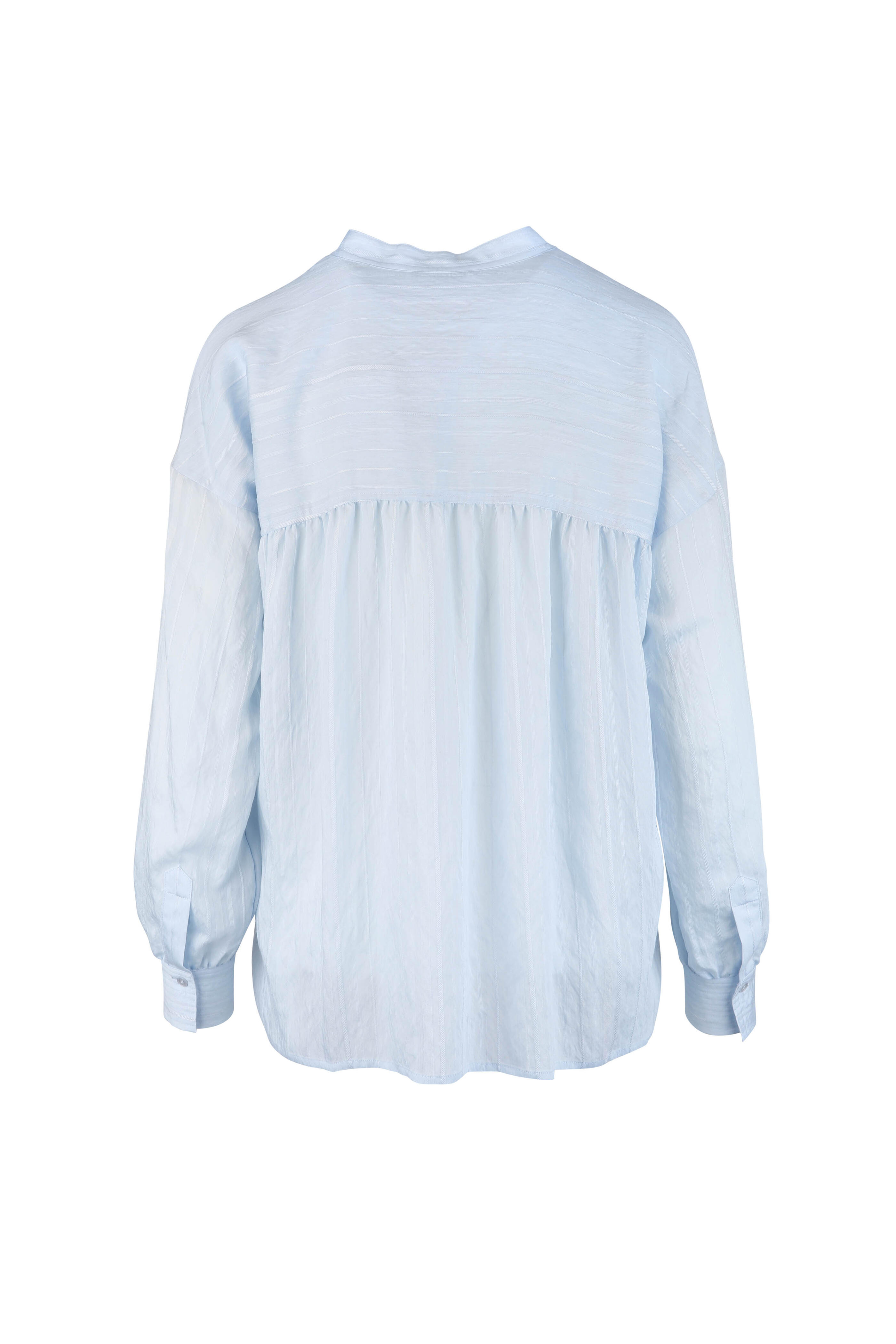 Vince - Powder Blue Striped Drape Blouse