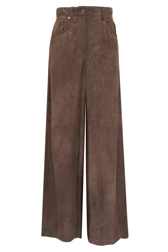 Brunello Cucinelli Rust Brown Suede Pant - view 1