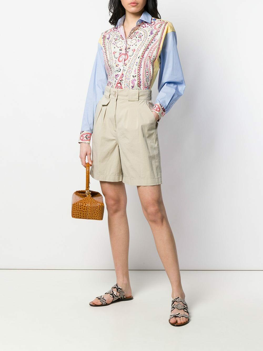 Etro - Woodstock Yellow Paisley & Stripe Button Down Top