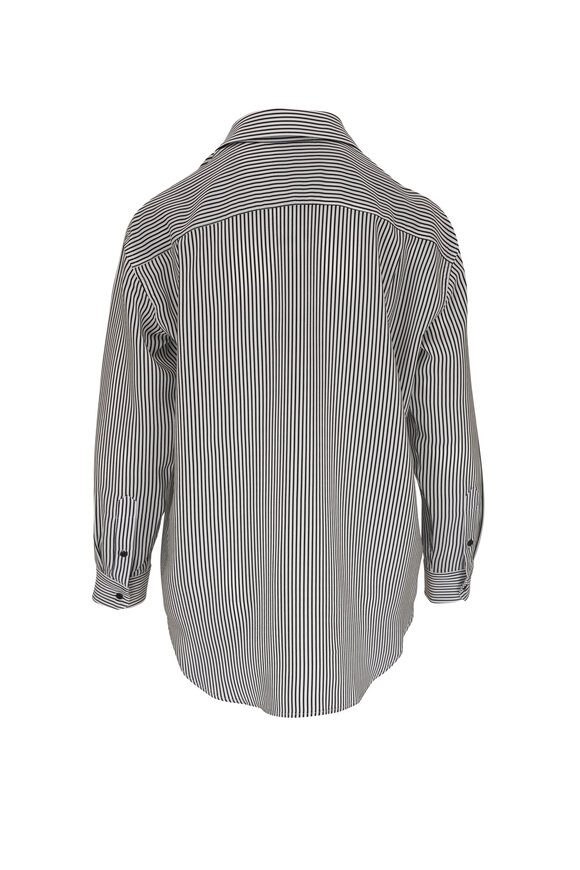 Nili Lotan - Ellias Black & White Striped Silk Shirt 