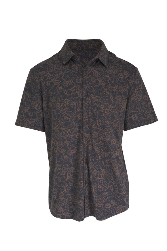 Faherty Brand Charcoal Gold Bouquet Reserve Pima Shirt