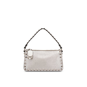 Valentino Garavani - Small Metallic Silver Rockstud Shoulder Bag