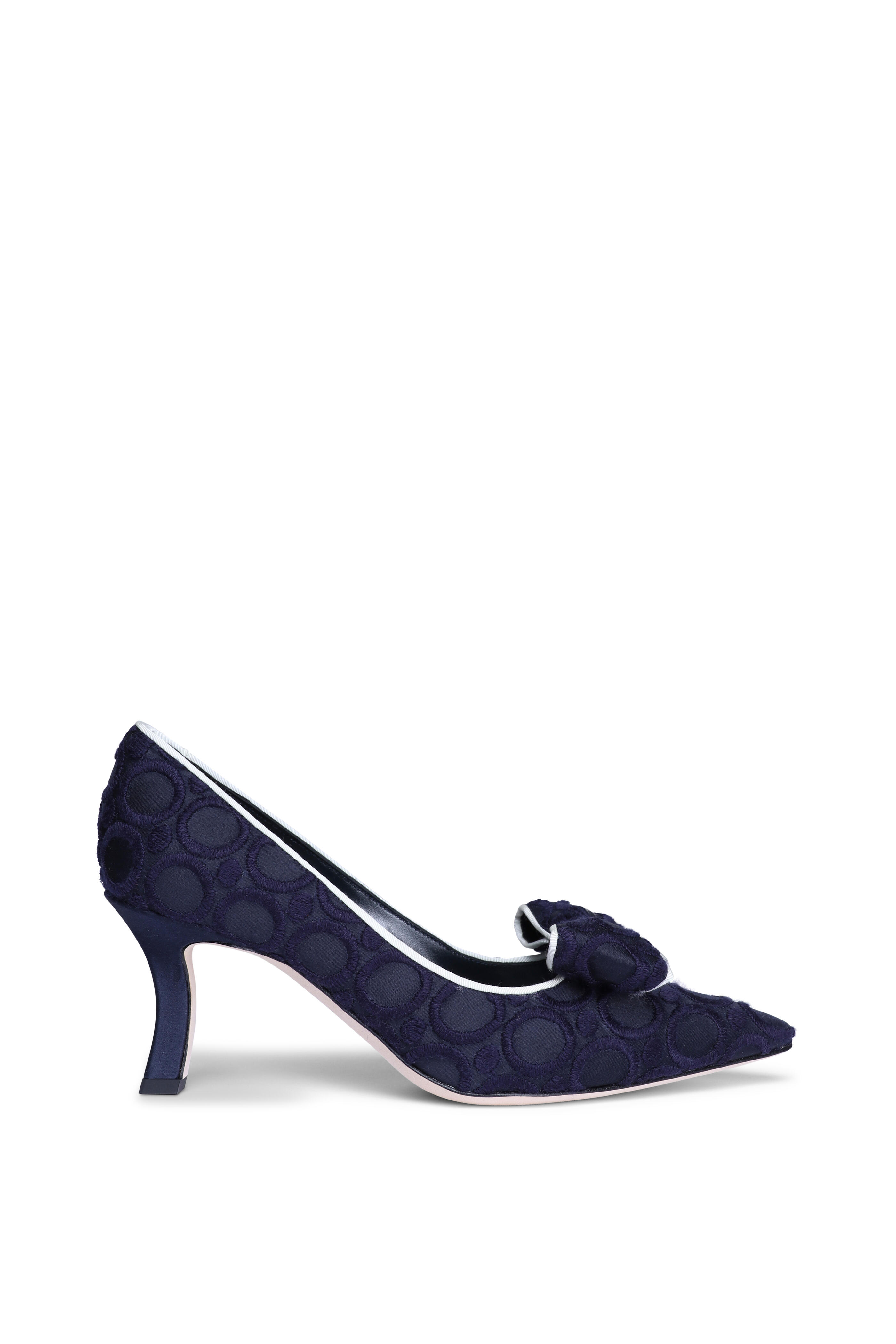 Manolo Blahnik - Epirotes Navy & Cream Silk Pump