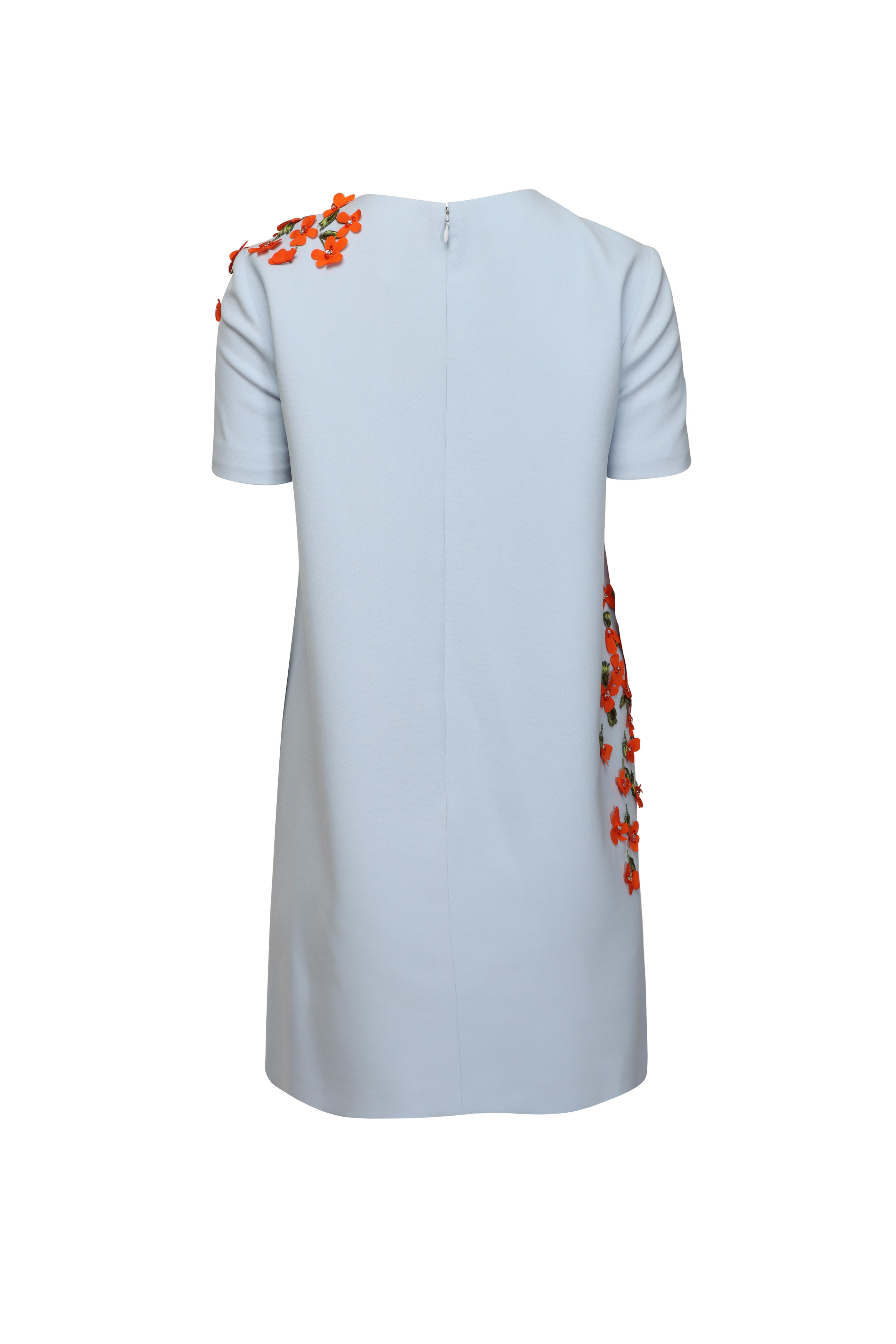 Carolina Herrera - Blue Floral Embellished Shift Dress