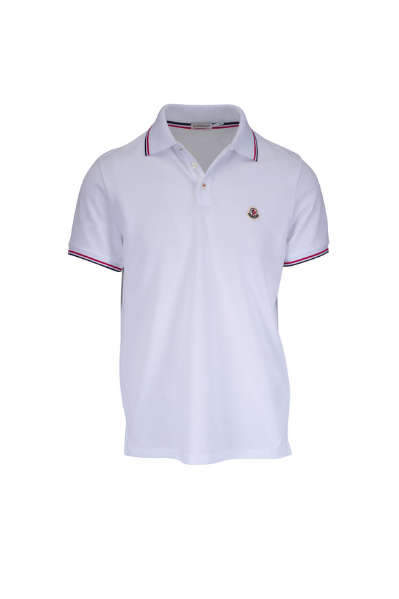 Moncler White Cotton Pique Tipped Polo