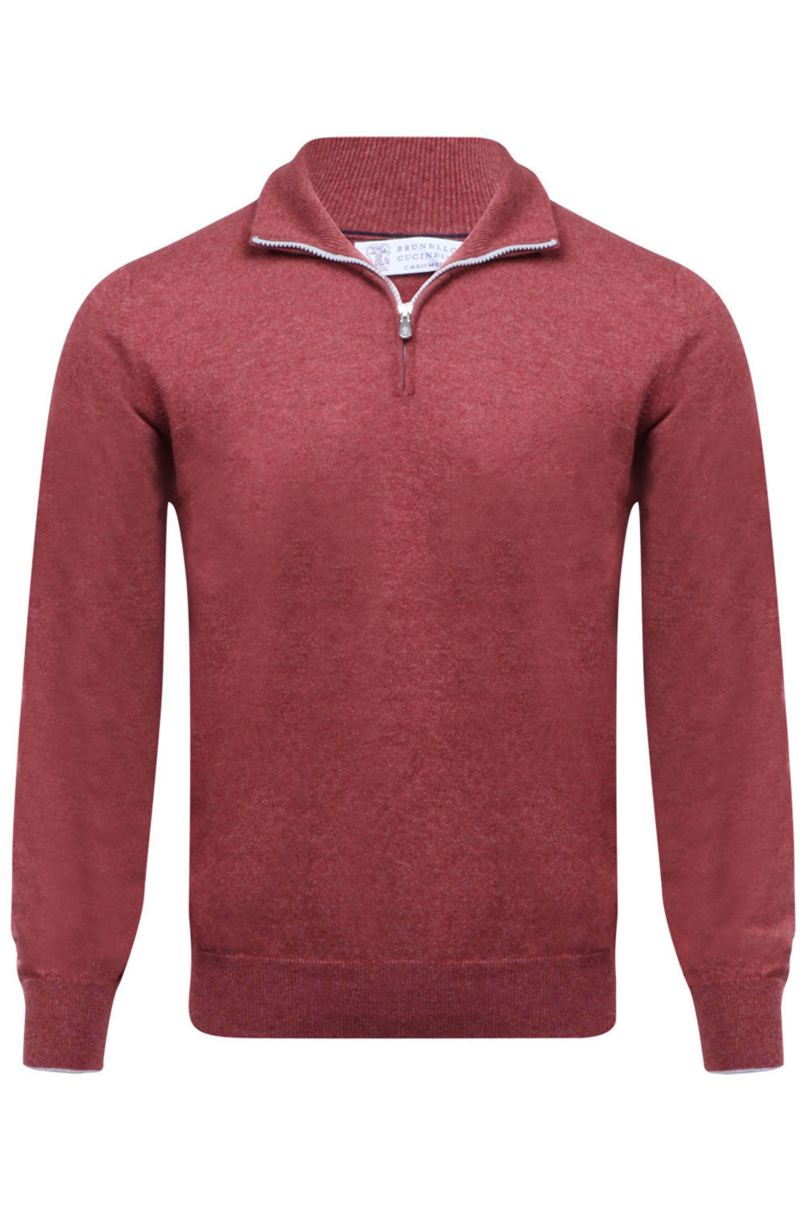 Brunello Cucinelli - Light Red Quarter Zip Sweater