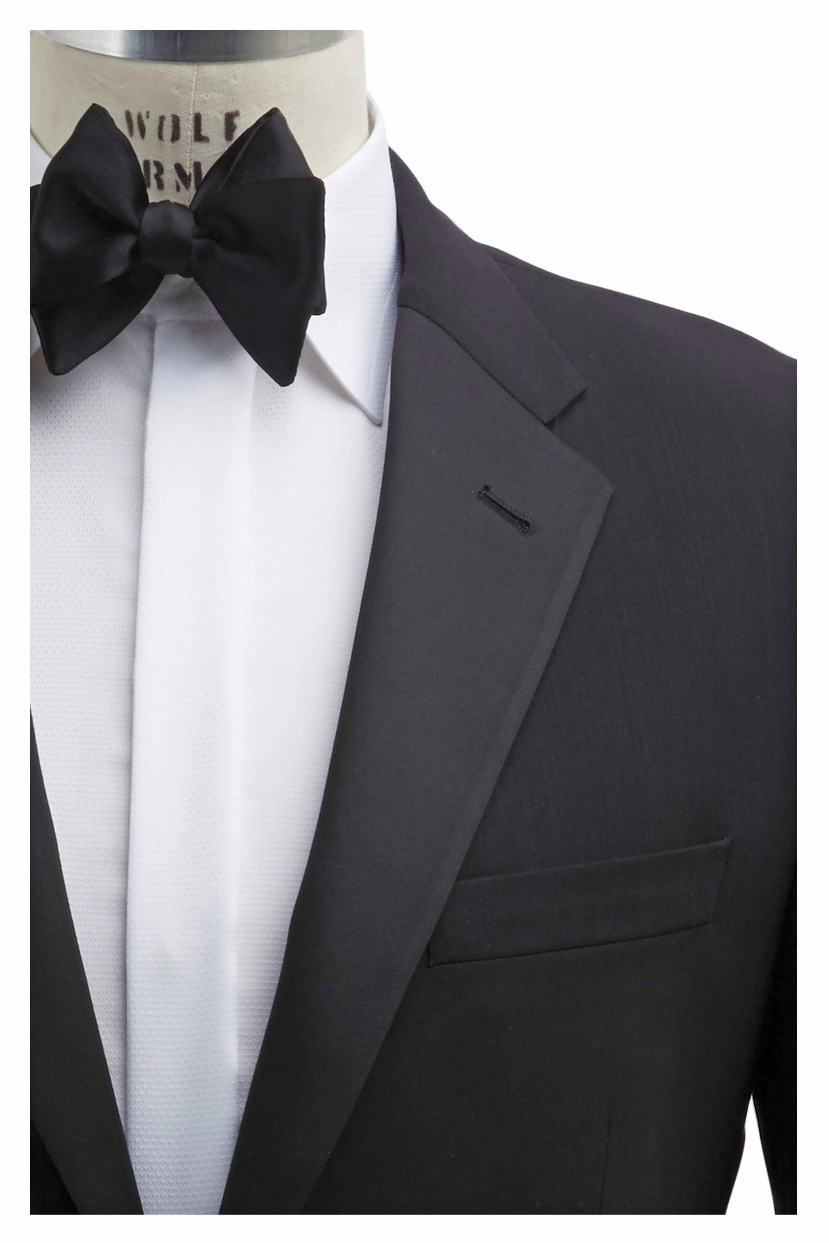 Coppley - Black Worsted Wool Flat Front Tuxedo
