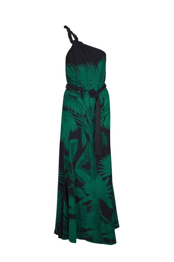 Johanna Ortiz Exceptional Joy Black & Green Floral Maxi Dress