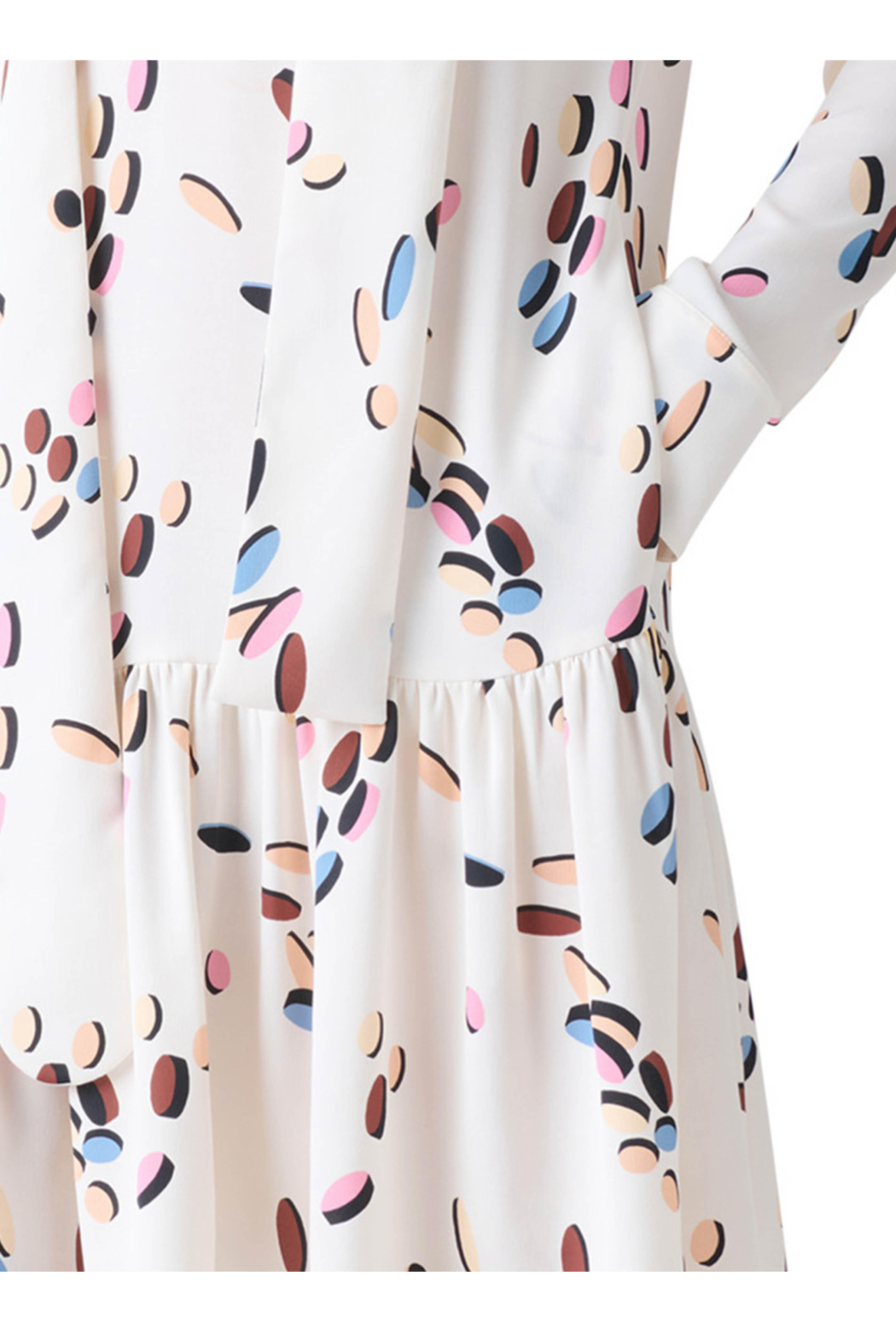 Akris Punto - Cream Multicolor Dropping Dot Print Dress