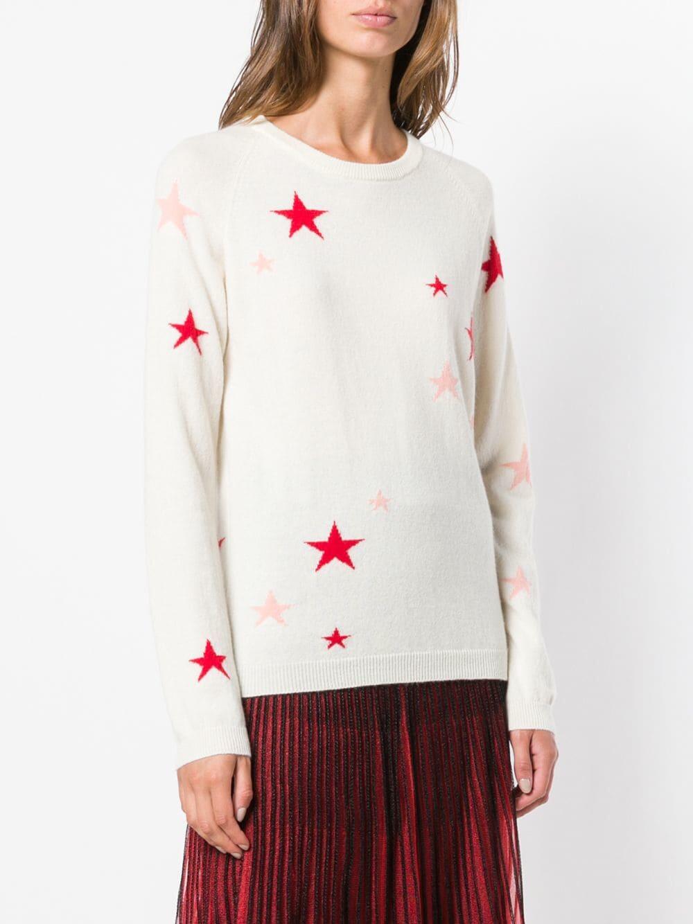 Chinti & Parker - Cream & Peach Stars Cashmere Sweater
