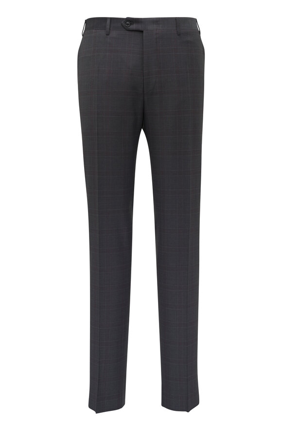 Canali - Gray & Red Plaid Wool Suit