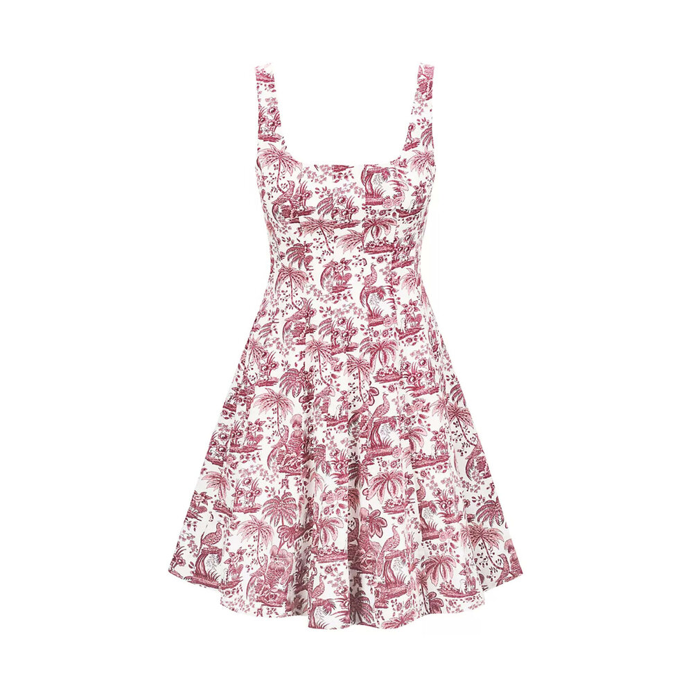open lace back dress Staud // Red Maui Floral Sheer Dress  VSP Consignment