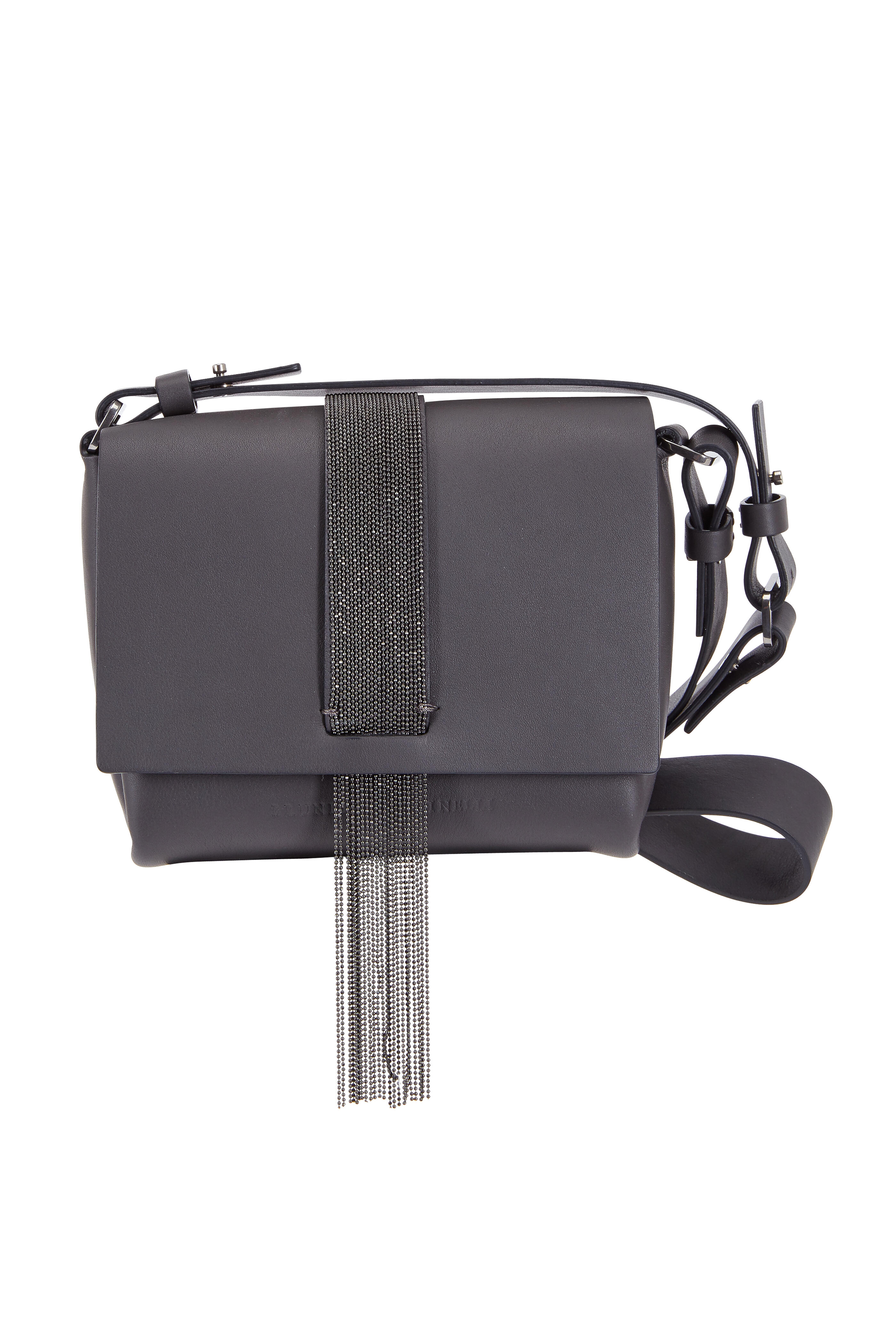 【関税＆送料込み】Brunello Cucinelli Bags Brunello Cucinelli - Carbon Leather Monili Fringed Mini
