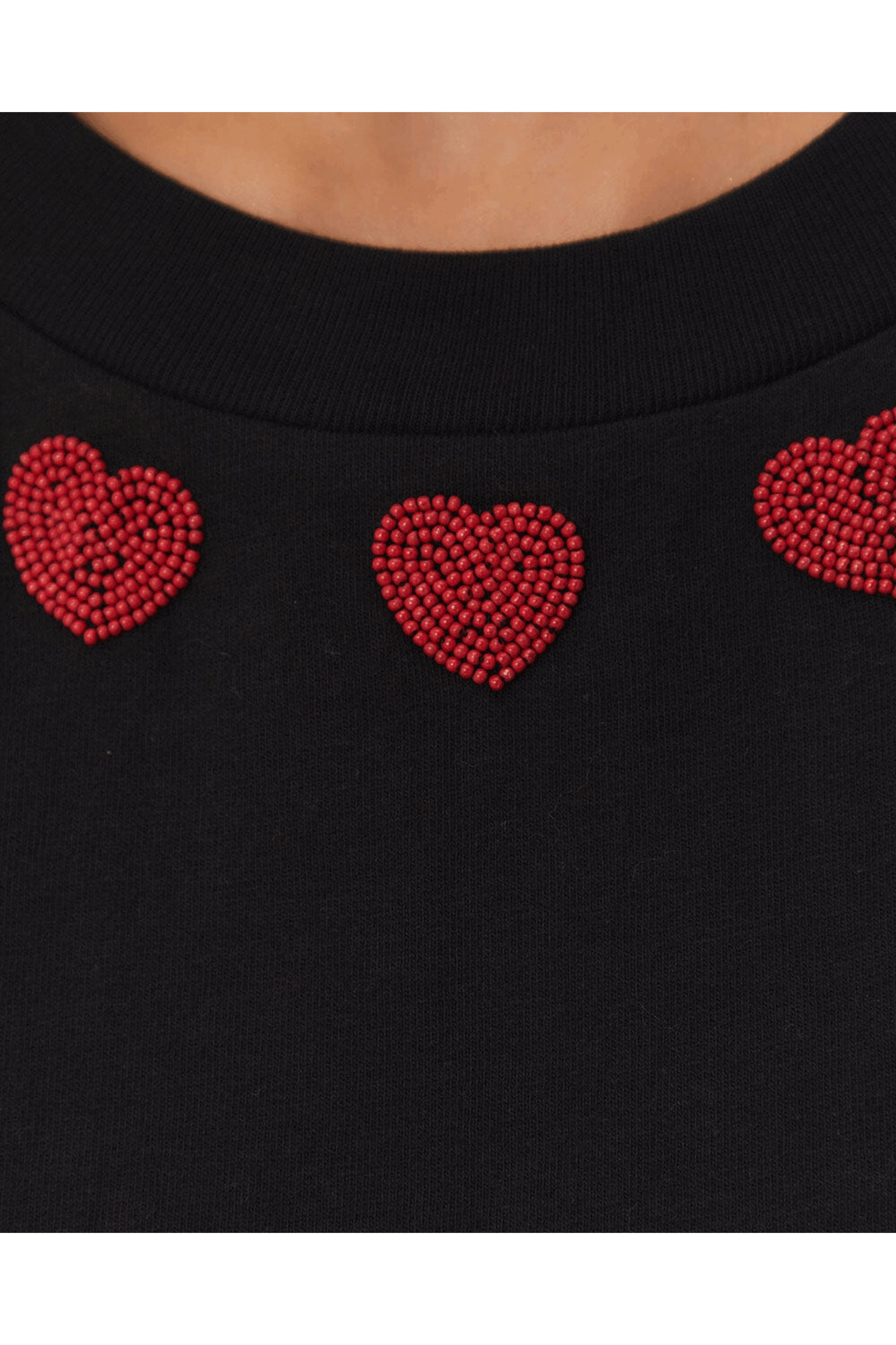 Farm Rio - Black Beaded Hearts T-Shirt